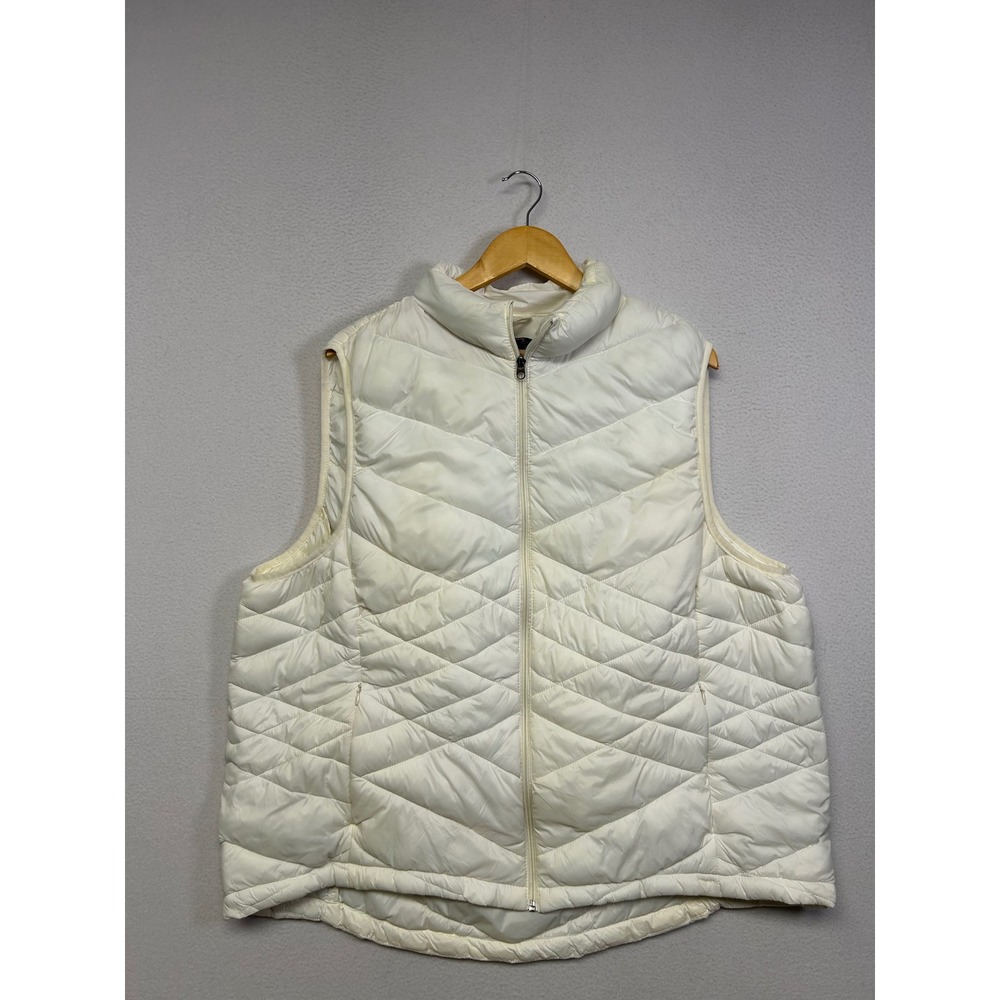 Gorpcore Sportaxis Womens 2X Pearl White Chevron Quilted Puffer Vest